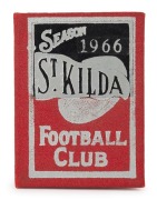 ST. KILDA: 1966 Junior Member's Season Ticket (#0020), with Fixture List, details of the Club Leadership & holes punched for each game attended. Additionally hand-stamped "COMPLIMENTARY". St Kilda finished in 2nd position on the ladder in 1966 with 14 win