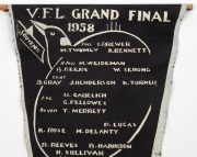 1958 COLLINGWOOD Grand Final souvenir pennant listing all the team members and depicting their positions on the field. 42cm. - 2