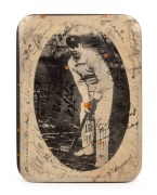 VICTOR THOMAS&nbsp;TRUMPER&nbsp;(1877-1915): A rare photographic tin plate produced on the occasion of the Victor Trumper Benefit Match which was held at The Sydney Cricket Ground, 8 February 1913. The photograph was signed and dated at the base by Trumper&nbsp;and also