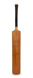 1948 AUSTRALIAN TOUR TO ENGLAND: Full size "Gray-Nicolls - Crusader" cricket bat signed on reverse by Australia (some signatures faded) with the legible signatures including Arthur Morris, Keith Miller, Sam Loxton, Bill Brown, Colin McCool, Ron Saggers & Ray Lindwall. Also signed by Jack Fingleton, who accompanied the team as a journalist.