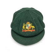 KERRY O'KEEFE'S AUSTRALIAN TEST TEAM BAGGY GREEN CAP with embroidered Australian coat of arms to the front panel; with his initials "KOK" in pen to the Albion Australia maker's panel affixed inside. Kerry James O'Keefe appeared for Australia in 24 Test M