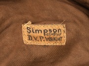 DOUGLAS WRIGHT'S ENGLAND TOURING TEST TEAM CAP with embroidered St. George & the Dragon embroidered to front panel; the Simpson of Piccadilly nametag&nbsp;endorsed "D.V.P. WRIGHT" in ink; minor faults at right. Douglas Wright played in 34 Test Matches for Eng - 2