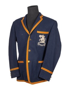RAY ILLINGWORTH'S M.C.C. BLAZER FOR THE ENGLISH TOUR OF AUSTRALIA 1962-63, with red & yellow trimming, the breast pocket with St. George & the Dragon and "1962 AUSTRALIA 1963" embroidered; the neck tag with "R. Illingworth" stitched in red.