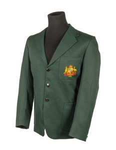 362 · DOUG WALTERS' 1972 AUSTRALIAN TEST TEAM BLAZER in green light-weight wool, with the Australian coat-of-arms and the date "1972" embroidered in silk to the pocket; "D.W." in pen still visible to the inside lining. (Believed to have been issued to the team for the tour of the West Indies.) Kevin Douglas Walters represented Australian in 74 Test Matches between 1965 and 1981.