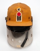 KERRY PACKER'S WORLD SERIES CRICKET 1977 - 1979: An original W.S.C. Australian team batting helmet with protective visor, the W.S.C. logo stitched to the front of the helmet; in match-worn condition. Extremely scarce. - 2