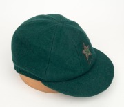 WASIM RAJA'S PAKISTAN TEST TEAM CRICKET CAP, with the Pakistan five-pointed star and the date "1979" embroidered&nbsp;to the front panel; made by Shaheen Cap House, Karachi, with their label to the crown and another label with "W.R." applied in pen. Wasim Raja - 4