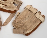 An antique pair of brown leather and canvas padded&nbsp;open-palm cricket batting gloves, c1900; often referred to as "cigar" gloves. Rare survivors. (2). - 2
