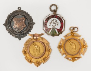 Leslie Alfred BRIGHTHOPE (1913-2004) was an A-Grade cricketer who played for South Melbourne and other teams: a group of his award medals comprising of 1926-27 "Best All Round" (9ct gold), "Special" 1926-27 (gold and silver), 1927-28 "Best All Round (9ct gold), and 1937-38 South Melbourne Cricket Club membership fob. (4 items).