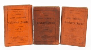 James Lillywhite's Cricketers' Annuals for 1879 (featuring an albumen paper print of "The Australian Twelve"); 1881 (featuring an albumen paper print of "The Australian Eleven, 1880"), and 1883 (featuring an albumen paper print of "The Australian Team, 1882"), (3); fair/good condition.