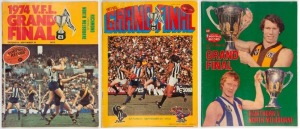 GRAND FINAL "FOOTBALL RECORDS" for 1974 (Richmond defeats North Melbourne), 1977 (North Melbourne defeats Collingwood), and 1978 (Hawthorn defeats North Melbourne). (3).