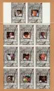 1998/99 "Select Cricket Series Heroes Autograph Set" of 9 cards, framed and presented to Greg Chappell (and including his card); all with original signatures. Only 150 of each issued. The other signatories include Ian Chappell, Rod Marsh, Geoff Marsh, Jef - 3