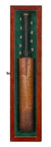 BRADMAN'S FIRST TOUR OF ENGLAND. A Gradidge Imperial Driver full size match-used bat attractively signed to the back of the blade by the Australian and English teams during the five Test Match series played in England between June and August, 1930.