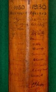 BRADMAN'S FIRST TOUR OF ENGLAND. A Gradidge&nbsp;Imperial Driver full size match-used bat attractively signed to the back of the blade by the Australian and English teams during the five Test Match series played in England between June and August, 1930. - 3