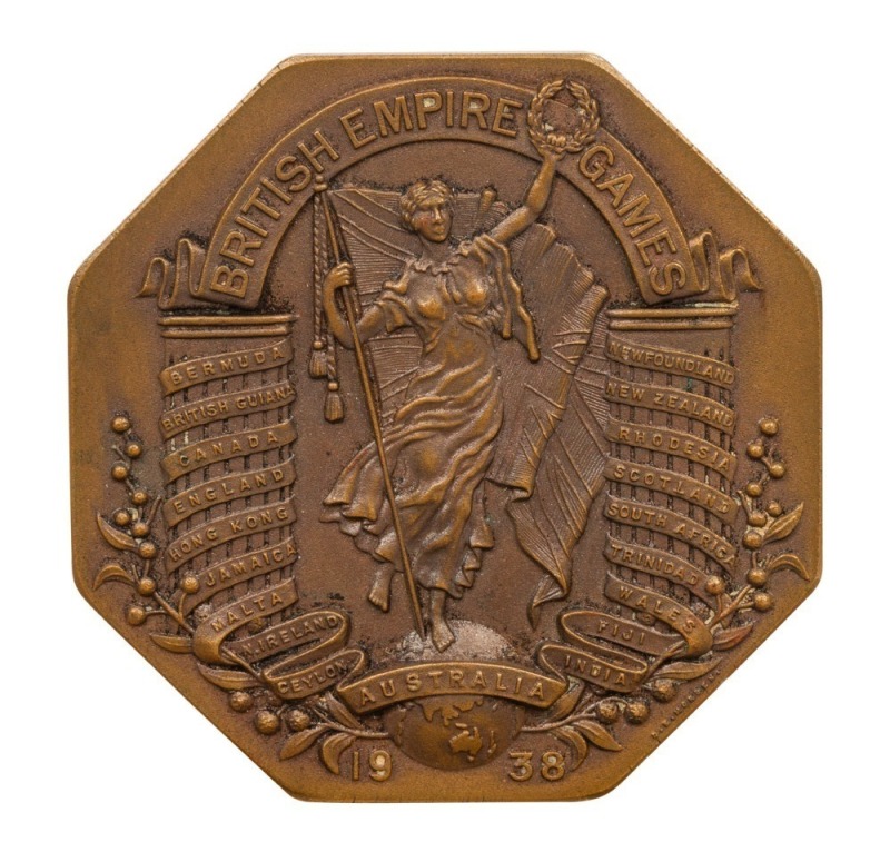 1938 3rd BRITISH EMPIRE GAMES IN SYDNEY, Bronze Winner's Medal "British Empire Games/Australia/1938", octagonal, 63 x 63mm. Very attractive and scarce.
