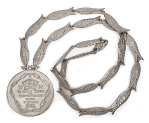 1962 Commonwealth Games in Perth, Silver Winner's Medal, with chain, "1962 VII British Empire and Commonwealth Games/Perth/Western Australia", engraved on reverse "Fencing/Foil/Individual/A.L.N. Jay/England", 58mm diameter. Very attractive and scarce. Ex Allan Jay.