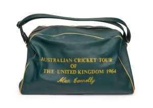 1964 Australian Tour to England: TAA Airline bag, with printed on side 'Australian Cricket Tour of the United Kingdom 1964 - Alan Connolly'.
