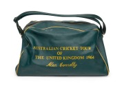 1964 Australian Tour to England: TAA Airline bag, with printed on side 'Australian Cricket Tour of the United Kingdom 1964 - Alan Connolly'.