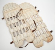 A pair of late-nineteenth century match-used "skeleton" open-ribbed cane and leather cricket pads, with leather straps and buckles. (2). Each approx. 67cm. - 3