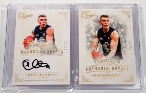 2024 SELECT SUPREMACY FRANCHISE GREATS: Carlton Patrick Cripps (FG5 #51/70) and signed (FGS5 #35/50) football cards. (2 items)