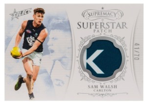2024 SELECT SUPREMACY SUPERSTAR PATCH: Card for Carlton's Sam Walsh (SP5 #41/70).