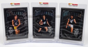 2022 SELECT BRILLIANCE: Three 2022 limited edition cards for Stephen Kernahan (BC9 #41/50), Alex Jesaulenko (BC10 #3/50), and Adam Cerra (BC12 #24/50), together with maker's boxes. (3 items)