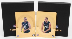 2023 CARDCRAFT AFL TEAM COACH: Two 24 carat gold-plated cards for Sam Docherty and Harry McKay (the latter with redemption card), both presented in original presentation cases. (2 items)