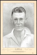 1948 INVINCIBLES: Seven matching reproduction portraits by BIL, each featuring a member of the team, signed by the cricketer and the artist, and all numbered 134/200. The team members are Bill Brown, Sam Loxton, Arthur Morris, Bill Johnston, Ernie Toshack