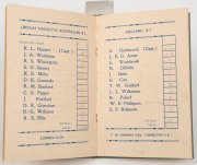 AN EXTREMELY RARE SOUVENIR PROGRAMME: "Manchester Effort for the MINESWEEPERS' DEPENDENTS' Fund&nbsp; SOUVENIR PROGRAMME&nbsp;- LINDSAY HASSETS&nbsp;[sic] AUSTRALIAN VICTORY TEST XI versus AN ALL ENGLAND XI at CHORLTON CRICKET CLUB 2nd December 1945", 16pp including cov - 2