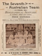"The Seventh Australian Team in England, 1890 - Biographical Sketches" by Clarence P. Moody (of South Australia), published by Wright & Co., at the office of "Cricket", London, 1890; 16pp with the front page featuring an albumen paper print of the Austral