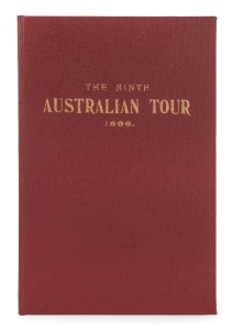 ‘The Ninth Australian Tour 1896. Portraits and Biographies of the Players’. Published by the ‘Cricket’ Office, London 1896. 32pp. Complete pre-tour booklet in original pale green paper wrappers with portrait of Mr. Harry Musgrove, manager of the Australians, to the front. Padwick 4984. Age toning to covers and pages but otherwise in quite good condition; attractively rehoused in a modern claret binding with new end papers, but with all original elements preserved. Rare.
