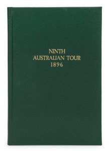 An alternative version to the previous item: ‘The Ninth Australian Tour 1896. Portraits and Biographies of the Players’. Published by the ‘Cricket’ Office, London 1896. 32pp. Complete pre-tour booklet in original pale yellow paper wrappers with portrait of G.H.S. Trott, the Australian captain, to the front. Front wrapper detached with small loss (held in place with conservation tape), the next leaf loose. Otherwise in good condition and attractively rehoused in modern green boards.