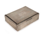 1948 AUSTRALIAN TOUR TO ENGLAND: Silver presentation cigarette box, engraved on lid "Presented To Mr W. A. BROWN, A Member of the 1948 Australian Team, by the Australian Board of Control for International Cricket. To Commemorate the Team's Achievement in 