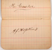 "AUTOGRAPHS OF THE AUSTRALIAN CRICKETERS" 1902: Small autograph book containing the signatures of all eleven players&nbsp;signed to individual pages including Victor Trumper, Joe Darling, Clem Hill, Hugh Trumble and Warwick Armstrong. Housed in attractive cust - 5