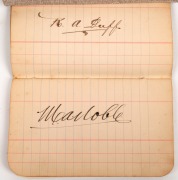 "AUTOGRAPHS OF THE AUSTRALIAN CRICKETERS" 1902: Small autograph book containing the signatures of all eleven players&nbsp;signed to individual pages including Victor Trumper, Joe Darling, Clem Hill, Hugh Trumble and Warwick Armstrong. Housed in attractive cust - 7