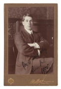 CLEM HILL (1877-1945): A sepia tone photograph laid down on a Bolland backing card. Signed, dedicated and dated 1905 by Clem Hill. 16.5 x 10.5cm overall.