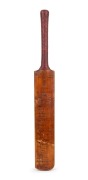 A full size Sandham&nbsp;bat by Strudwick, signed to the front of the blade by twelve Australians (Woodfull, Ponsford, Bradman, McCabe, Chipperfield, O'Reilly, Oldfield, Fleetwood-Smith, Bromley, Grimmett, Wall and Kippax) and the eleven Englishmen who faced e