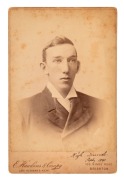 HUGH TRUMBLE'S original signature, dated Sept.1890 on an original albumen paper photograph by E. Hawkins & Co., of Brighton (England) and laid down on their cabinet-sized card. Overall 17 x 10.5cm. Extremely rare.