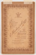 HUGH TRUMBLE'S original signature, dated Sept.1890 on an original albumen paper photograph by E. Hawkins & Co., of Brighton (England) and laid down on their cabinet-sized card. Overall 17 x 10.5cm. Extremely rare. - 2