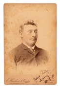 HARRY TROTT'S original signature, dated 10.9.1890 on an original albumen paper photograph by E. Hawkins & Co., of Brighton (England) and laid down on their cabinet-sized card. Overall 16.5 x 10.5cm. Extremely rare.