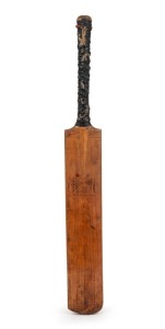 A MATCH-USED BAT OWNED BY ARCHIE JACKSON: Very little has survived from the tragically short cricket career of Archibald Jackson (1909 - 1933), who died in Brisbane at the age of only 23, from complications associated with tuberculosis. At the time of his death he had appeared for Australia in 8 Test Matches - against England in 1929, against England in England in 1930 and against the West Indies in Australia in 1931. This full-size bat, signed in the ownership position by Jackson, is a