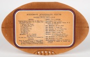 "Souvenir Card FITZROY FOOTBALL CLUB, PREMIERS, V.F.L., 1922. Premiership ball tendered by C. D. J. Chandler, President, Fitzroy Town Hall, Thursday 9th November. 1922" Addressed to Mr. G. McCracken. Attractive bi-fold football shaped historical piece of - 2