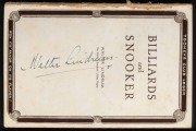 LINDRUM - BRADMAN: Attractive framed display incorporating images of Bradman and Lindrum. Of note, a photograph signed by Bradman and a vintage "Billiards and Snooker" by Walter Lindrum booklet signed by Walter Lindrum. 72 x 76cm overall. - 3