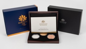 Gold Coast 2018 XXI Commonwealth Games RAM Three Coin Set, in original packaging, #257 of limited edition of 2018.