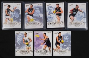 2021 SELECT SUPREMACY: Seven limited-edition cards for players Patrick Cripps (#37/90), Ed Curnow (#89/90), Sam Docherty (#85/90), Jack Martin (#01/90), Harry McKay (#67/90), Sam Walsh (#29/90), and Adam Cerra (#72/90). (7 items)