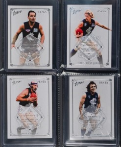 2019 SELECT SUPREMACY NORM SMITH MEDALLISTS: Four limited-edition cards for Wayne Harmes 1979 (NSM1 #6/65), Bruce Doull 1981 (NSM2 #28/65), David Rhys Jones 1987 (NSM8 #45/65), and Greg Williams 1995 (NSM15 #4/65). (4 items)