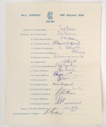 1962-63 M.C.C. AUSTRALIA - NEW ZEALAND TOUR OFFICIAL TEAM SHEET: Fully signed by all nineteen players and officials in the touring party, led by Ted Dexter and Colin Cowdrey. Accompanied by a silver dish engraved "M.C.C. VS. ALL CEYLON, 3. OCT. 1962" as a - 2
