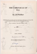 J.R. WEBBER: "THE CHRONICE OF W.G.", [Nottingham, The Association of Cricket Statisticians an Historians, 1998, 1st ed.] 1102pp, No.130 from the Subscriber's Edition of 440, signed by the author and two of Grace's descendants; brown leather binding, gilt - 2