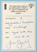 "BOYCOTT - THE AUTOBIOGRAPHY" [London : Macmillan, 1987, 1st ed.],&nbsp;a signed limited edition autobiography of the cricket player Geoffrey Boycott, in a fine morocco binding. Signed by the author. Limited to one-hundred and fifty-one copies - 2