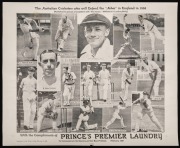 An original photographic supplement published in the "News", 11th February 1938, on behalf of Prince's Premier Laundry, to commemorate the Opening of their New Premises, and featuring "The Australian Cricketers who will Defend the 'Ashes' in England in 19