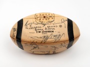 COLLINGWOOD FOOTBALL CLUB: Black and white&nbsp;Sherrin football signed by members of the team, circa mid to late 1970s.